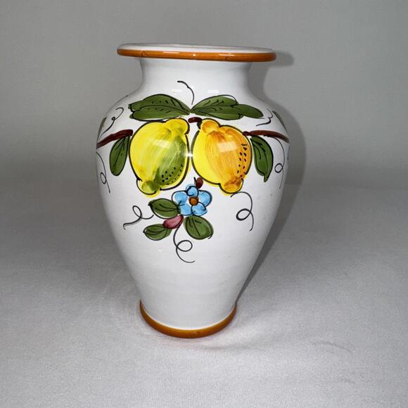 Deruta Italian Handpainted Lemon & Floral Vase - Picture 4 of 5